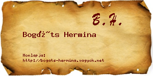 Bogáts Hermina névjegykártya
